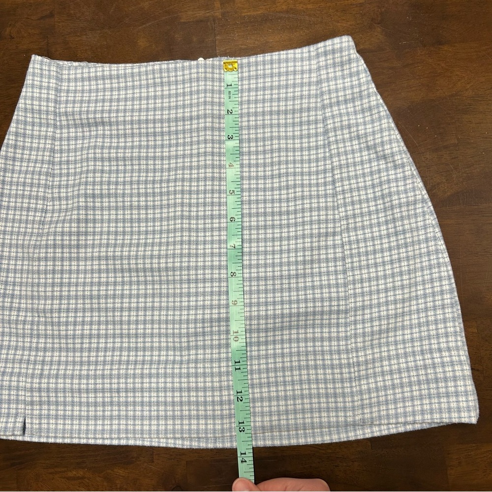 Brandy Melville Light Blue Plaid mini skirt - Picture 6 of 10